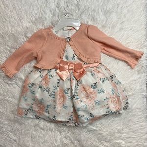 0-3m Floral Dress with Cardigan